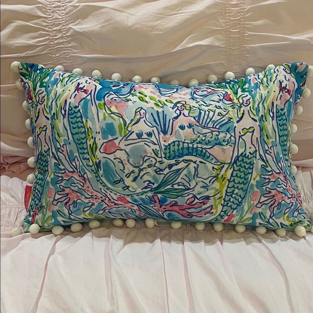 Lilly Pulitzer Mermaid Lumbar Accent Pillow Fringe